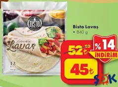 BİSTO LAVAŞ 840 G indirimli fiyat BİSTO LAVAŞ 840 G fiyat ve kampanya bilgisi